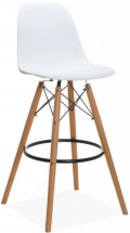 Tabouret haut polypropylène blanc et hêtre massif clair Bunta 80