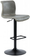 Tabouret haut simili gris et acier noir Akemi