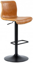 Tabouret haut simili marron clair et acier noir Akemi