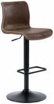 Tabouret haut simili marron foncé et acier noir Akemi