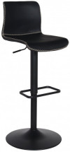 Tabouret haut simili noir et acier noir Akemi