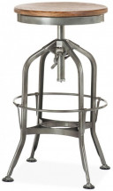 Tabouret réglable métal gris et assise saule massif clair Yoshie