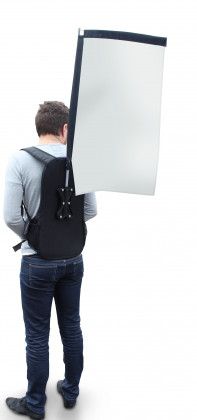 Sac dos street marketing avec voile drapeau rectangle Shimmer